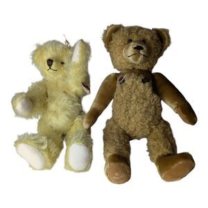 VTG 80s Yellow Mohair Grisly Teddy Bear from Germany And Bartons Creek Bear 13"